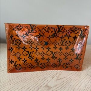 Authentic Louis Vuitton Vibrant Orange Monogram Clutch/make up bag